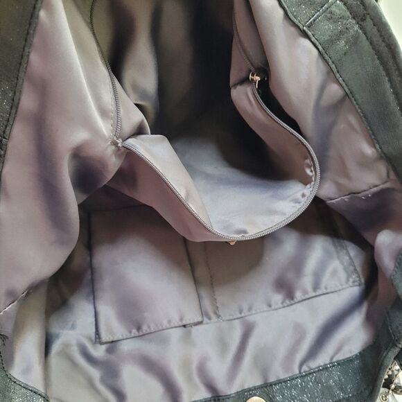 $698 COACH metallic black leather LIMITED Kristin Pinnacle LARGE TOTE BAG PURSE - Picture 6 of 16